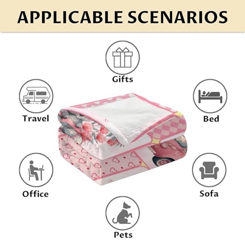 Koala Blanket Gifts - 60"x80" Cute Throw for Women, Girls - Pink Soft Fuzzy Blankets for Bed, Couch & Living Room