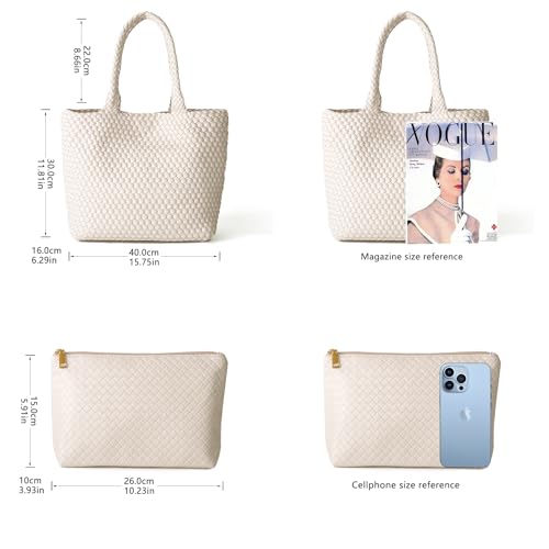 Bolso Tote Tejido para Mujer de Cuero Vegano Grande miniatura 4
