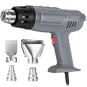 1850W Heat Gun Variable Temperature Settings 112℉~1202℉（44℃- 650℃）, DIAFIELD Fast Heat Hot Air Gun, Durable& Overload…
