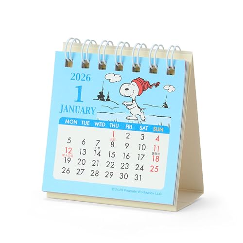 Sanrio 621838 Ring Mini Calendar 2026 Snoopy Paper Tabletop