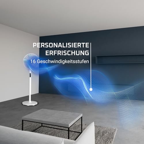 Rowenta Turbo Silence Extreme +, Standventilator mit 16 Geschwindigkeiten und 3 automatischen Modi, leiser Ventilator mit Effitech-Technologie, Oszillation 120 Grad, Höhe verstellbar, VU5890