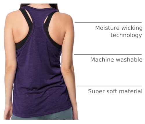 Image of Sexy Basics Women's Everyday Flowy Burnout Slub Racer Back Tanks | Active Workout Tops | Multi Packs & Colors