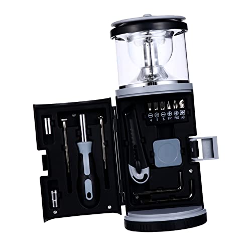 DECOMELODY Multipurpose Camping Light and Tool Portable Emergency Camping Lamp with Screwdriver Ergonomic Handle Design High Brightness LED and Light Warning for Outdoor Use