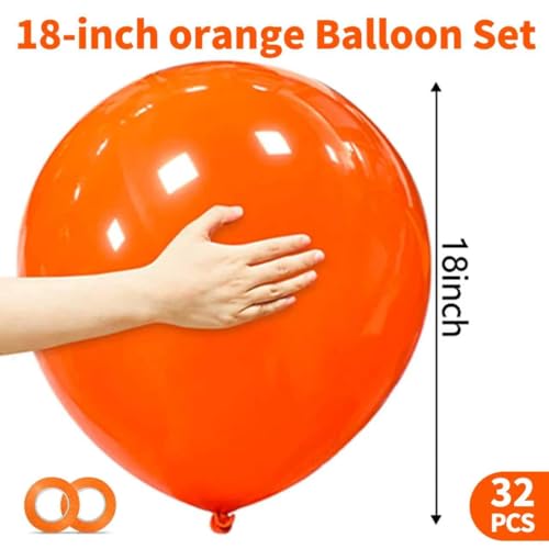 Image of 32Pcs Orange Big Balloons 18 Inch, Round Large Latex Party Balloons for Birthday Wedding Decorations. (orange)