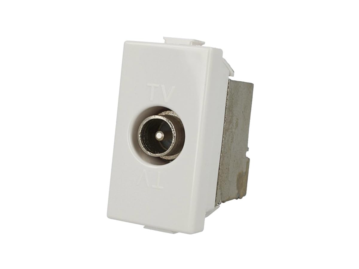 4 Pezzi Presa TV passante compatibile con BTicino Matix | Bianco | modulo da incasso per supporto e placca compatibile