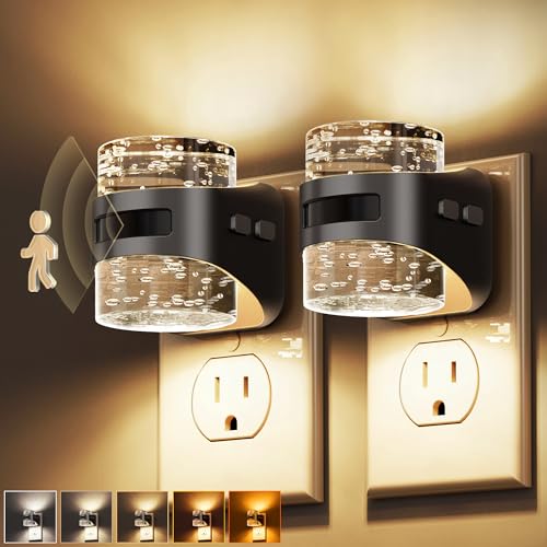 Image of L LOHAS LED Motion Sensor Night Light,5CCT Night Lights Plug into Wall | 2 Pack Color Temperature Change Night-Light,Acrylic Bubble Dimmable Nightlight with Dusk to Dawn Sensor for Bathroom Hallway