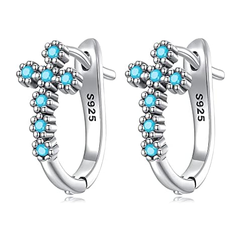 Turquoise Cross Sterling Silver Hoop Earrings Cover