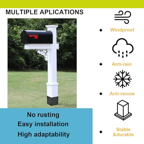 Stainless Steel Adjustable Post Protector (Range 3.3-6in),Protects Deck, Wooden Mailboxes and Fences from Rain and Lawnmower Damage (Black-1 Set)