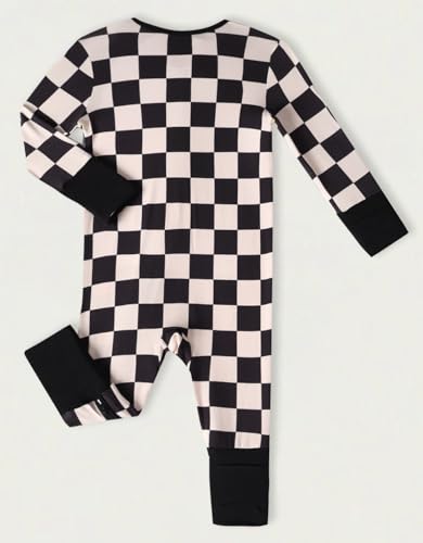 Image of Unisex Baby Bamboo Viscose Long Sleeve Romper, Cute Prints Zipper Footless Jumpsuit, Toddler One-Piece Outfits