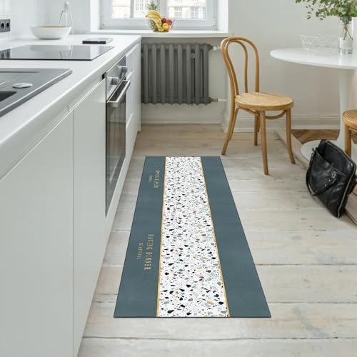 Alfombra verde para pasillo de 70x160 cm lavable moderna 5