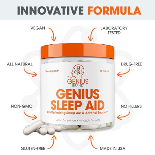 Genius Sleep AID - Smart Sleeping Pills Supplement - Relaxation Enhancer and Mood Support w/Inositol, L-Theanine & Glycine - 40 Capsules - Image 6