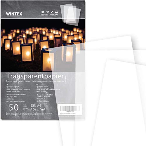 WINTEX papier calque (50 feuilles) DIN A4 102 g/m2 - feuilles de papier transparent