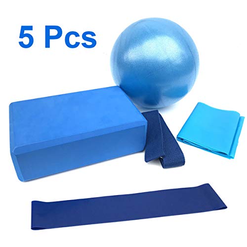 5 Piece Yoga Sets Beginner Equipment Include Fitness Mini Yoga Ball (10 inch)