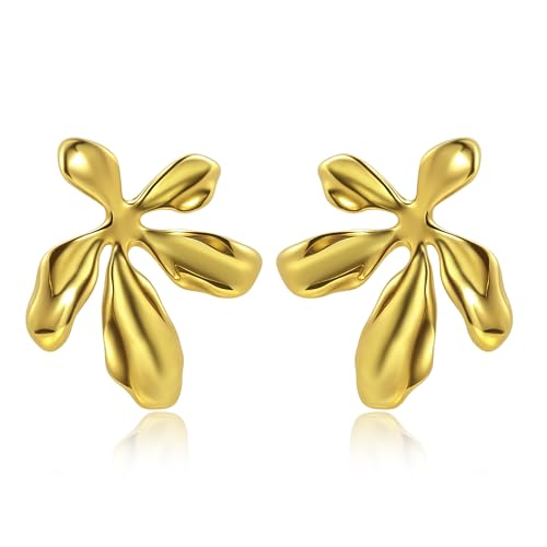 Boucles d'oreilles fleur dorée ne rouillent pas sous la douche puces d'oreilles femme