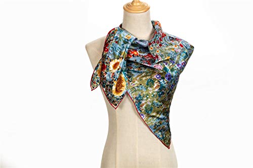 Women Square Scarf Silk Van Gogh Painted Scarves3