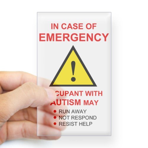 CafePress Autism Emergency Warning Sticker for Home Rectangle Bumper Sticker Car Decal