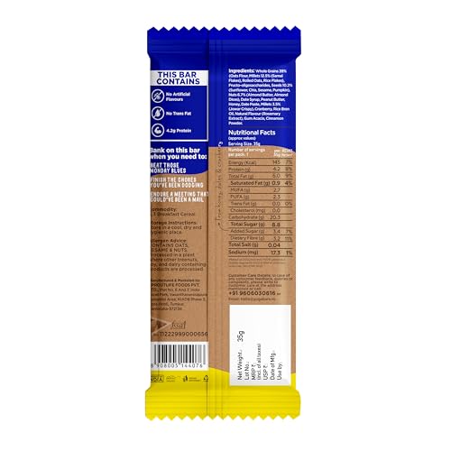 Image of Yogabar Nuts and Seeds Breakfast Protein Bar With Oats, Millets, Quinoa & Almond | 10g Protein, 7g Fibre, 10g Whole Grain
