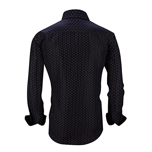 Alex Vando DRESS SHIRTS FOR MEN Mens Printed Dress Shirts Long Sleeve Regular Fit Button Down Shirt,Black 402,M thumb #2