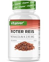 vit4ever Roter Reis Extrakt - 365 Kapseln mit 2,95mg Monacolin K + Traubenkernpulver + L-Leucin – Ohne unerwünschte, hochdosiert, vegan