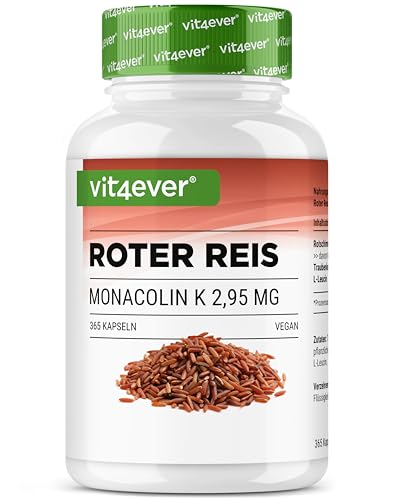 Extrait de riz rouge - 365 gélules contenant 2,95 mg de monacoline K + poudre de pépins de raisin + L-leucine - Sans effets indésirables, hautement dosé, végétalien