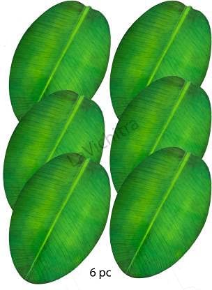 Image of CRAFT CITY Banana Leaf Design Table Place mat PVC 6 Pieces Dining Table Placemat Set for Home Decor & Kitchen (Green) Pack f 6
