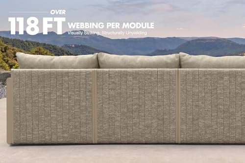 Image of PURPLE LEAF Patio Conversation Set 8-Piece PP Rope Deep Seating, Beige