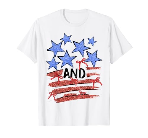 Lindo 4 de Julio Retro America Coquette Stars Stripes USA Camiseta