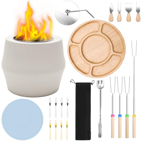 Pletpet Smores - Kit de hoguera sin humo, para interiores y exteriores con 4P palitos extensibles para asar, bandeja 1P, tenedores 8P, almohadilla 1P, espátulas de cuchillos 4P, 1 pinza y 1 bolsa de