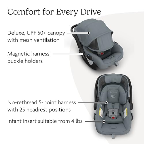 Image of UPPAbaby Cruz V3 Stroller + Mesa V3 Car Seat Travel System Combo - Toddler Seat, Bumper Bar, Bug and Rain Shields, Car Seat Base, and Infant Insert Included - Callum (Stone Blue)