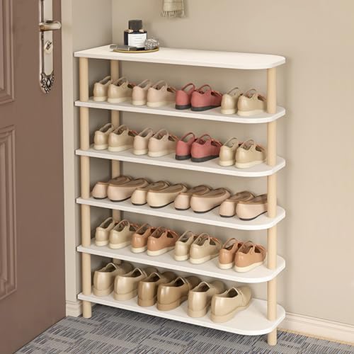 Étagère à chaussures en bois de pin à 5 niveaux pour entrée étroite