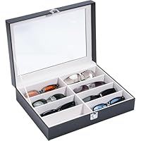 ProCase Sunglasses Storage Organizer, 8 Slots Leather Sunglass Box Multiple Pairs Eyeglass Cases Eye Glass Eyewear Display Holder for Men Women -Black
