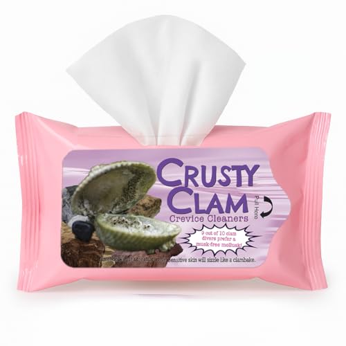 Crusty Clam Wipes - Funny Moist Wipes for Women, Hilarious Gag Gift & Party Favor - Bachelorette Supplies, White Elephant Gifts, Stocking Stuffer Essential