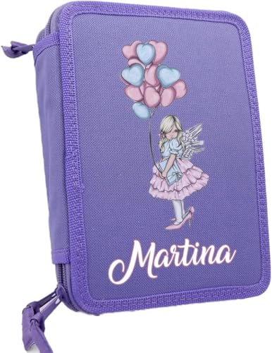 Astuccio Scuola per Personalizzato con Nome Zip Completo 33 Pezzi Ballerina portatutto Portapastelli Colorato di Penne Pastelli Pennarelli Righello Temperino Gomma Taccuino3 bambina