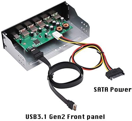 EZDIY-FAB 5.25in 10Gbps USB 3.1 Gen2 Hub and Type-C Port,Front Panel USB Hub with QC 3.0 Quick Charging
