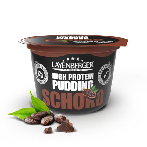 Layenberger High Protein Pudding - 11% Eiweiß, 6,2% Kohlenhydrate, 1,5% Fett, 9,4 g Zucker, laktosefrei, 1er Pack (200 g) - Schoko