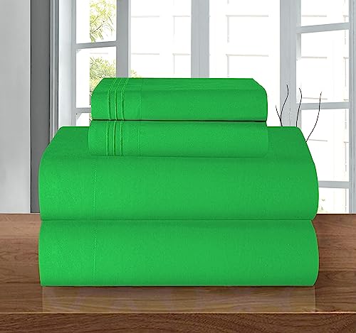 Elegant Comfort Luxury 1500 Premium Hotel Quality Microfiber 4-Piece Sheet Set - Wrinkle Resistant, All Around Elastic Fitted Sheet, Deep Pocket up to 16, California King, Emerald Green