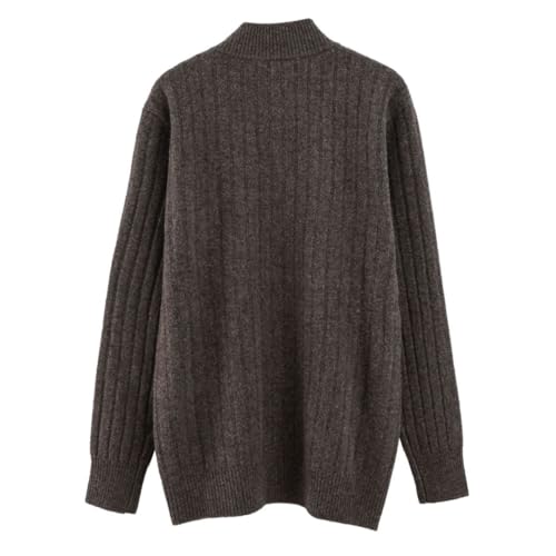 Image of Amazhiyu Men's 100% Wool Full Zip Cardigans Cable Knit Long Sleeve Sweater Coats Brown, X-Large