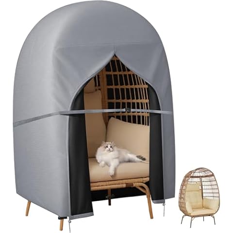 skyfiree Egg Chair Cover Double 420D Oxford Patio Hanging Egg Chair Cover Waterproof Cover for Outdoor Porch Wicker Egg Chair 91x80 Inches (Grey) Cover