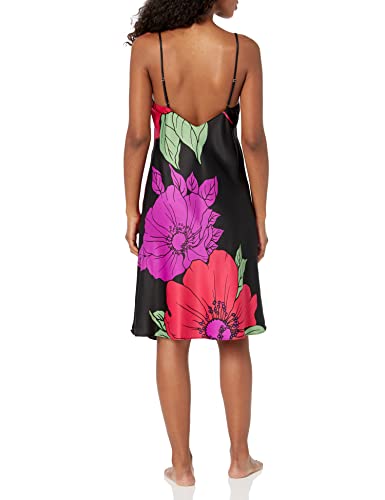 Natori Womens Exotica Slip Length 40" Nightgown, Black/Multi, X-Small Us #TOP1