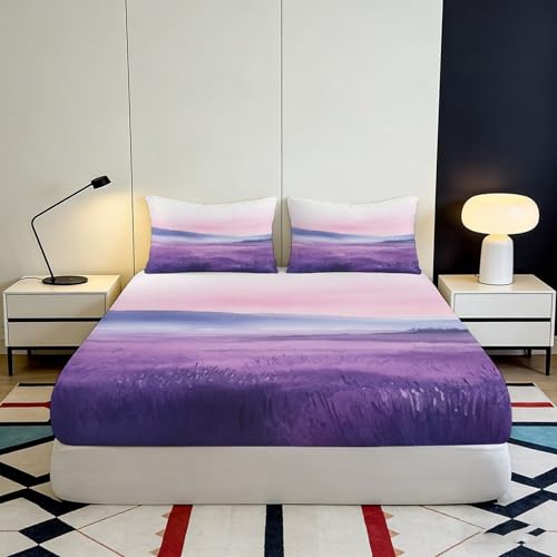 Drap housse antidérapant lavande 200x200 pour matelas fixe - 4