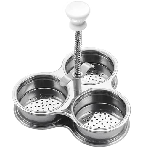 Opiniones y reviews de Sartenes para escalfar huevos - los preferidos. 43 Máquina para hacer huevos escalfados sartén de acero inoxidable con orificio escalfador de huevos de calidad alimentaria con 3 hueveras y mango de ABS tazas para escalfar huevos