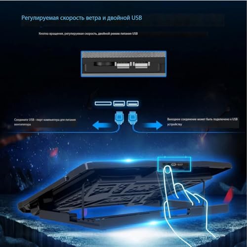 Refroidisseur PC portable 6 ventilateurs et support ergonomique réglable - 7