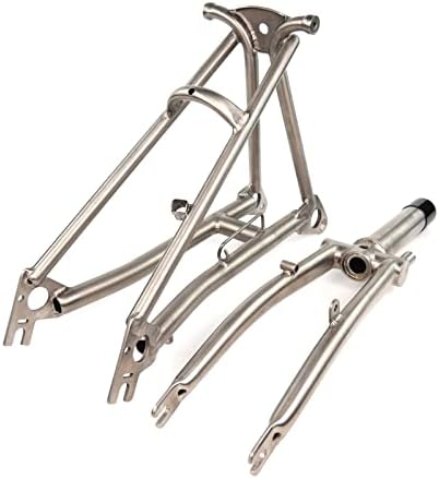 TIBROMTACK Titanium Fork and Rear Triangle for Brompton Bicycle 16 Inches Ultra Light Folding Bike Grade9 Ti Frame (Matt Black)