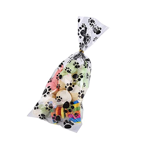 MaoNativey 100 Pieces Pet Paw Print Treat Bags Puppy Dogs Cellophane Bags Candy Gift Bags with 100 Pieces Twist Ties for Pet Treat Party Favor - Image 3