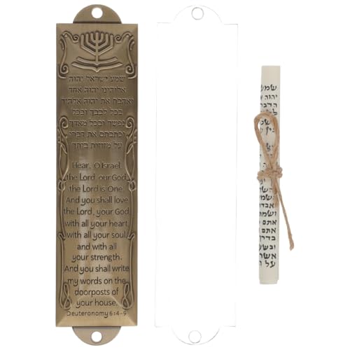 HOMSFOU 1 Set Jewish Mezuzah Case with Scroll Vintage Mezuzah Plaque Alloy Mezuzah Ornament Blessing Mezuzah Crafts Classic Jewish Gifts for Front Door Decor 132mm