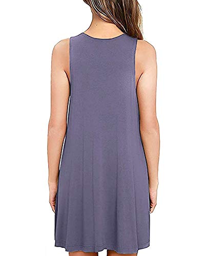 Image of Women Summer Casual T Shirt Dresses Beach Cover Up Loose Tank Dress with Pockets