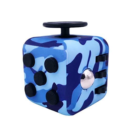 FIDGETARIAN Cubo Antiestres Niños Adultos   Fidget Toy Anti Estrés   Juguetes Antiestres con 6 Módulos Relajantes   Figet Toys Juguetes para Adultos Adolescentes y Niños   Azul Camuflaje
