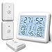 Brifit Thermometer Hygrometer, Thermometer Innen/Ausen mit 3 Sensoren, Digitales Thermometer Innen und Außen mit Hintergrundbeleuchtung, ℃/℉ Schalter, MIN/MAX Anzeige, Ideal für Büro, Zimmer - Weiß
