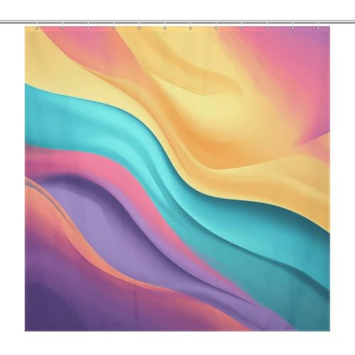 Jubonexis Cortina de ducha líquida pastel hipercolorida, para decoración de baño, impermeable, lavable, cortinas de ducha de poliéster con 12 ganchos, 183 x 183 cm
