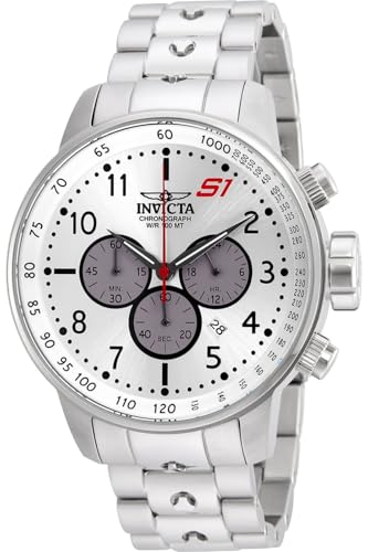 INVICTA S1 Rally Men's Quartz Watch with Silver Dial Chronograph Display and Silver Stainless Steel Bracelet - 23083